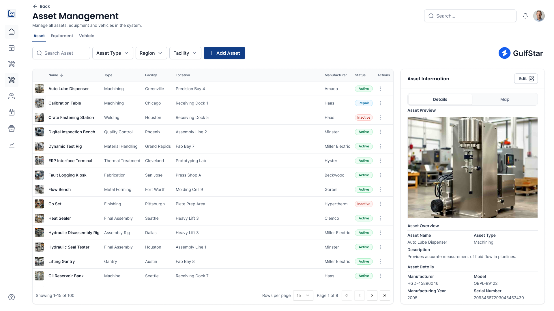 Asset Management Interface - View 1